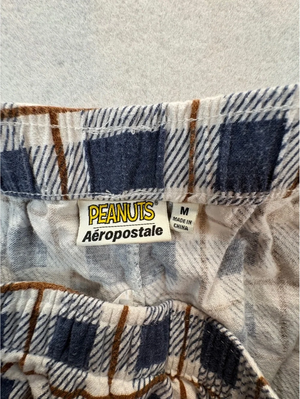 Peanuts x Aeropostale Western Snoopy Plaid Flannel Sleep Pants Unisex M